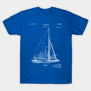 Sailboat Patent - Yacht Art - Blueprint T-Shirt